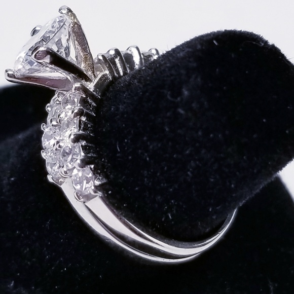 Sterling Silver Wedding Ring Set 925 CZ Round sz 6 - Picture 3 of 8